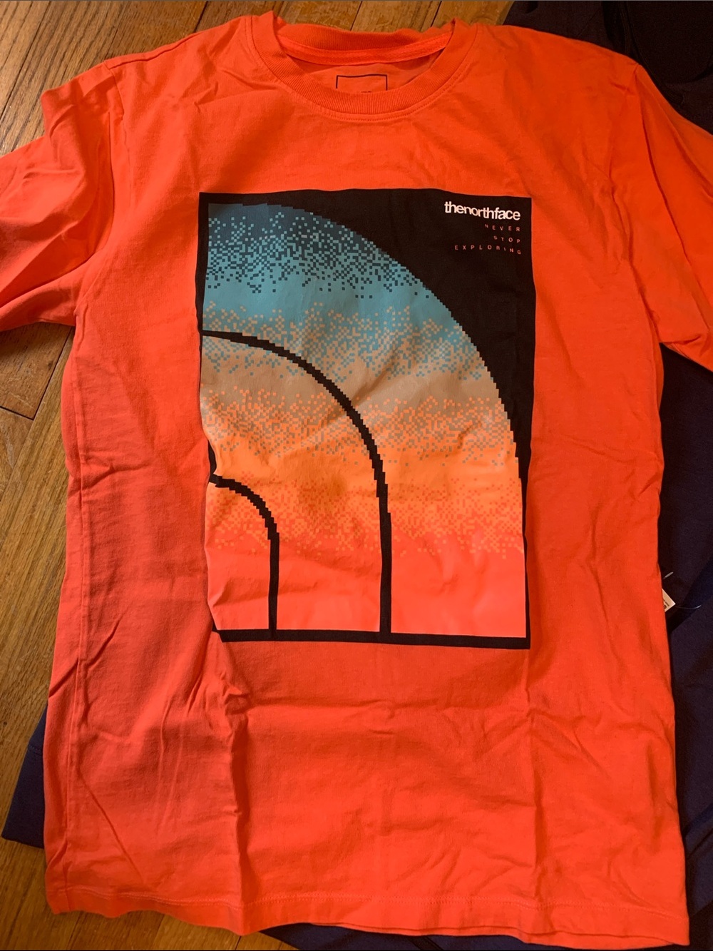 The North Face Bright Orange Graphic Tee with Sunset Panel